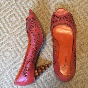 Mariana by Golc shoes high heels red leather cut 7